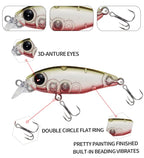 TSUYOKI 45mm 4g Floating Mini Minnow Fishing Lures Smith Artificial Baits for Pesca Bass Sunfish Gunship 45F Fishing Accessories