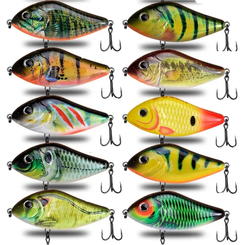 TSUYOKI Slow Sinking Slider Jerkbait Loud Sound Pike Muskies Fishing Crankbait Wobblers, Salmo Slide Jerkbaits, 70mm, 80mm, 90mm