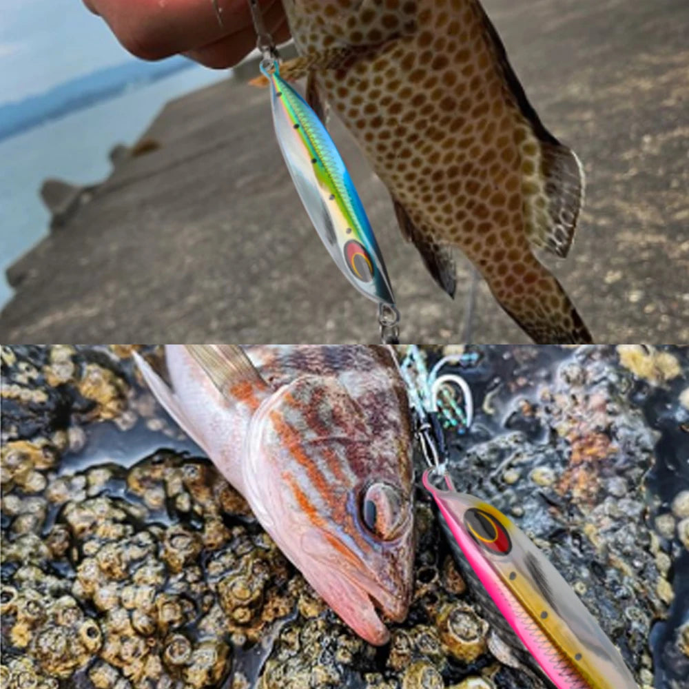 Hunthouse Metal Jig Fishing Lure Spoon Slow Sinking Hard Bait 65mm 20g jigging Casting For Saltwater Pike Bass Trout Fish Tackle