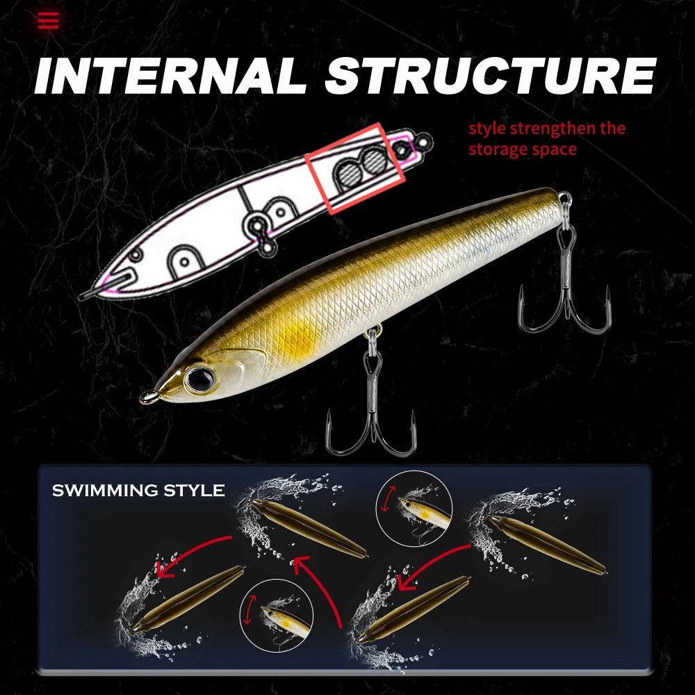 Hunthouse Red Devil Pencil Fishing Lure Topwater Floating Hard Bait 75mm 6g Surface Stickbait Bass Pike Artificial Fish Tackle