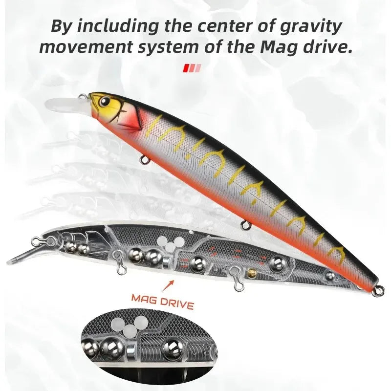 TSUYOKI Flirt Minnow Fishing Lure Wobbler 16cm 33.5g Jerkbait Artificial Bait Suspending Minnow Pike Bass Jackall Magsquad 160SP