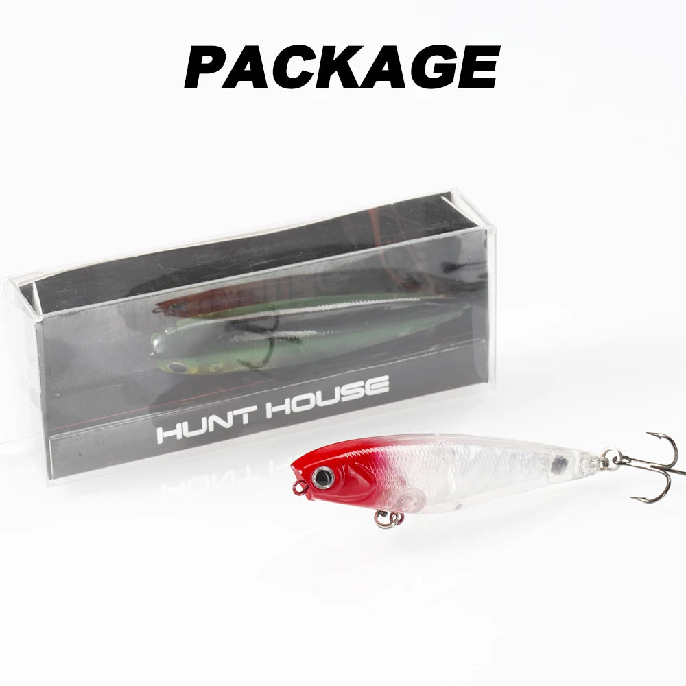 Hunthouse Popper DILEMMA Pencil Floating Fishing Lure 60mm 4.1g Hard Bait Topwater Surface Saltwater Pike Bass Fish Tackle