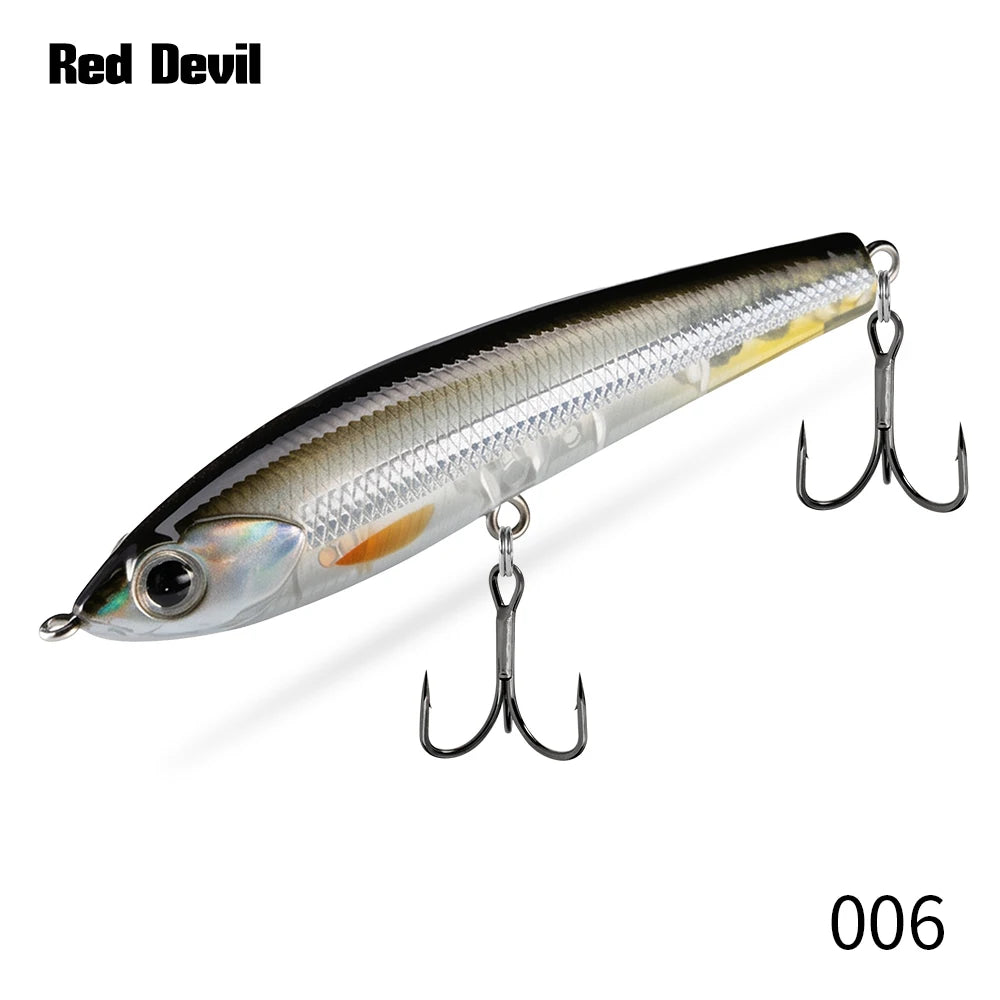 Hunthouse Red Devil Pencil Fishing Lure Topwater Floating Hard Bait 75mm 6g Surface Stickbait Bass Pike Artificial Fish Tackle