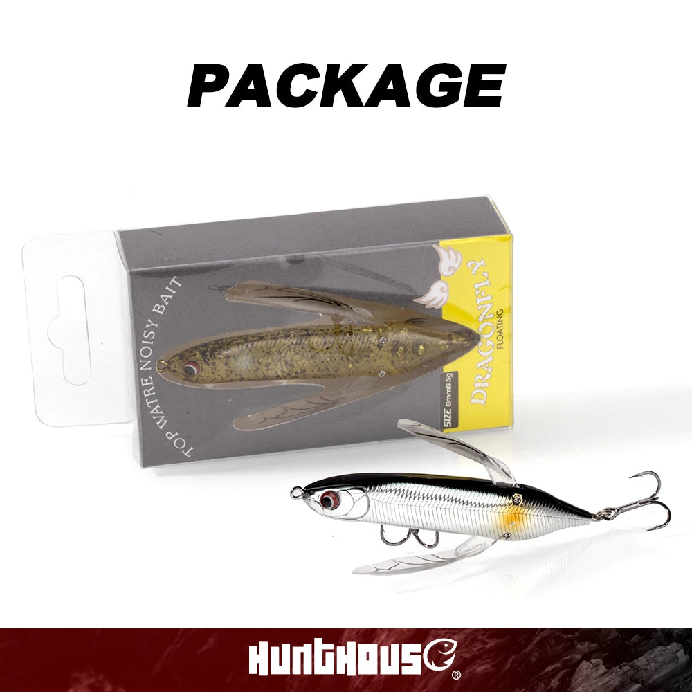 Hunthouse New Dragonfly Crawler Pencil Fishing Lure 80mm 6.5g Surface Popper Floating Topwater Stickbait  Superficial Buzzbait