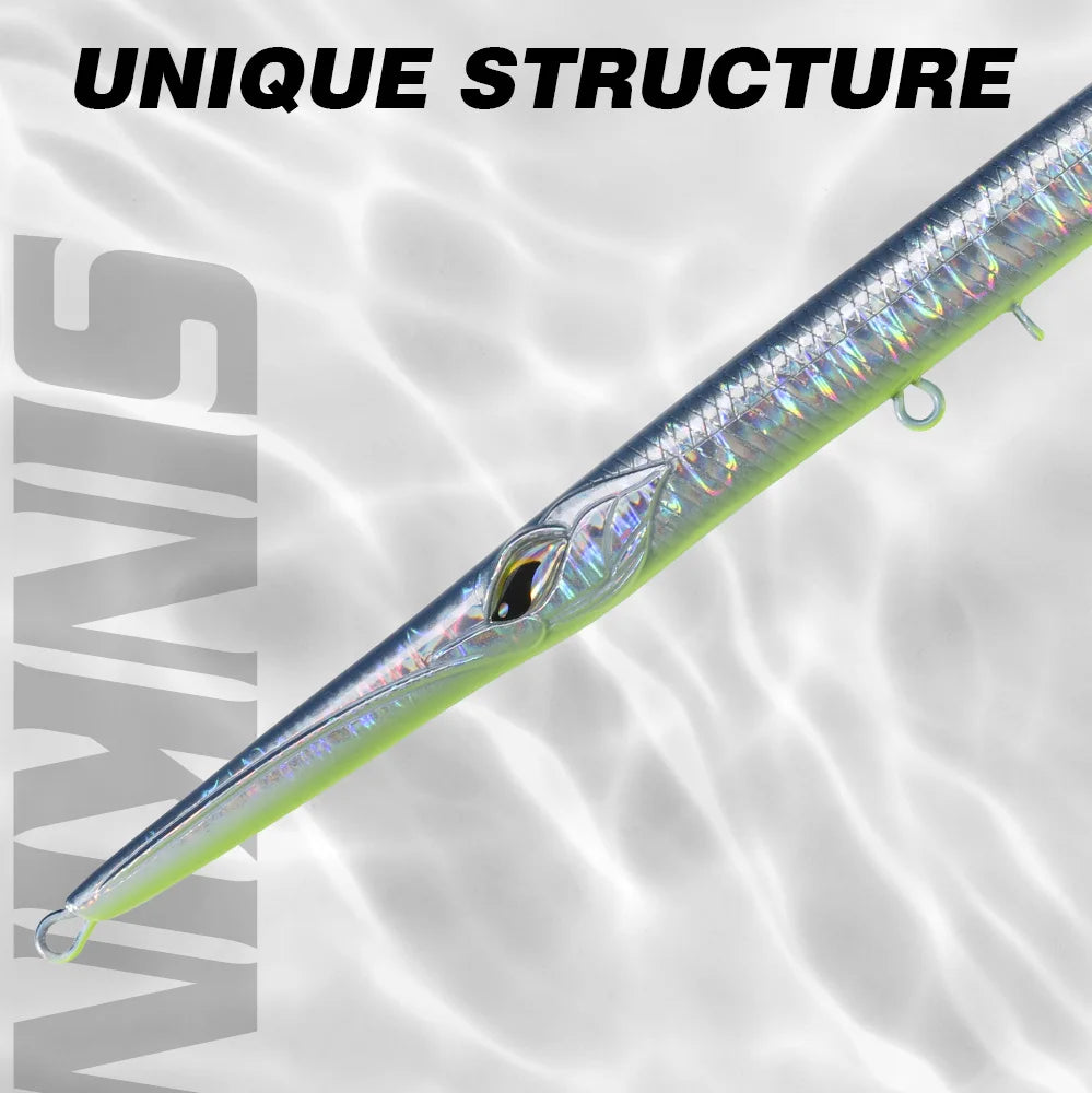 Hunthouse 2PCS Sea Trolling Fishing Bait 255mm/30.6g Saltwater Sinking Hard Needle Lure Swimbait For Bluefish Fishing Tackle