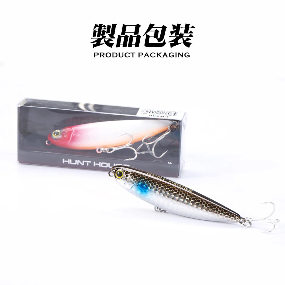 Hunthouse Floating Topwater Pencil Fishing Lure Hard Bait Surface WTD Wobblers Trolling 100/90/60mm Saltwater For Bass Tackle
