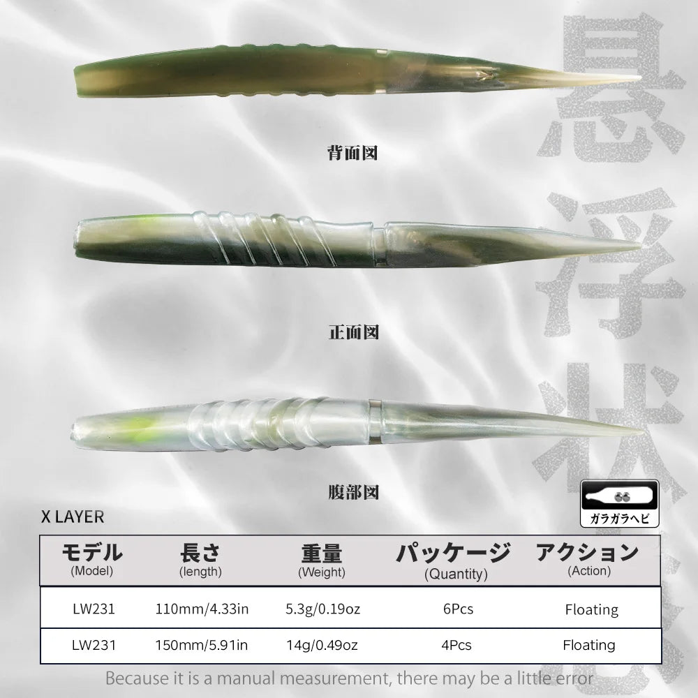 Hunthouse Official Store Soft Lure 110mm/5.3g/6pcs 150mm/14g/4pcs With Rattles PVC Material Lure For Fishing Pike Bass Fish