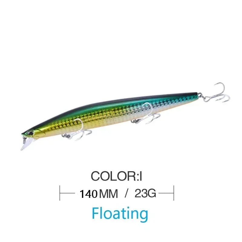 TSUYOKI Sinking Minnow Fishing Lures Black Bass Pike Artificial Tungsten Jerkbait Wobbler Silent Assassin 140S DW92 140mm 26g