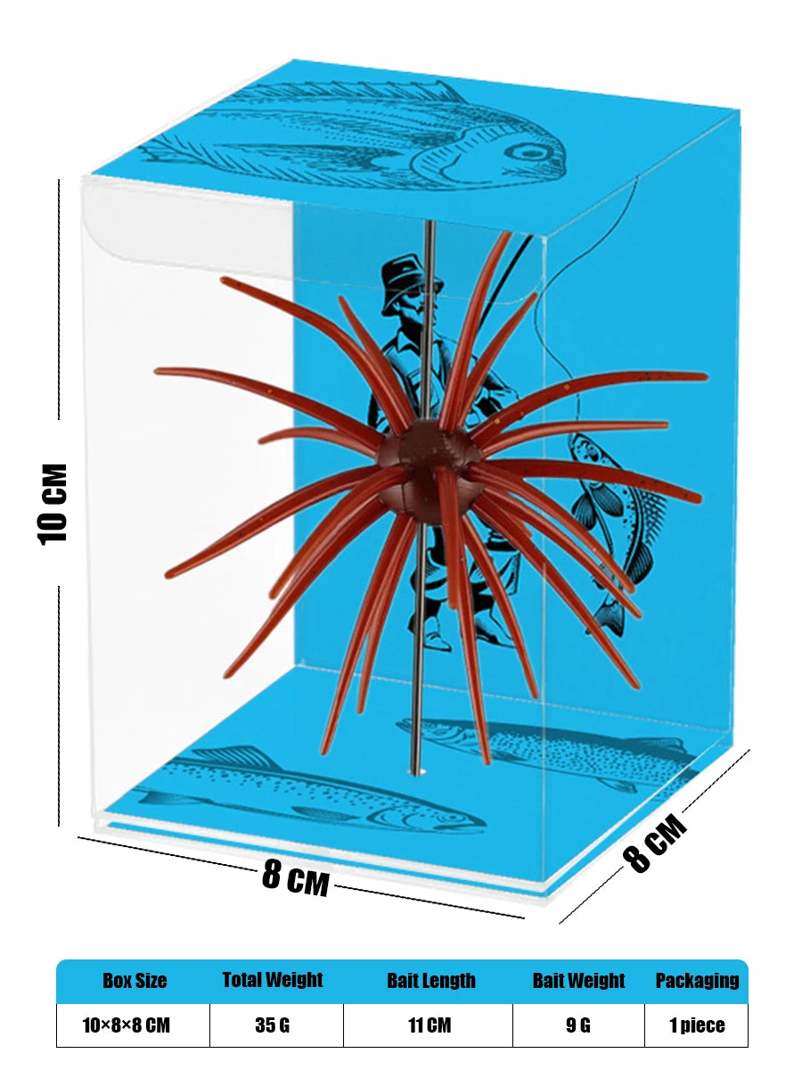 TREHOOK TPE Sea Urchin Soft Fishing Lure 9cm 4g 11cm 9g Silicone Bait for Bream Bass Pike Tilapia Winter Fishing