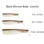 TSUYOKI 4PCS/Lot Black Minnow Fishing Lures 7/9/11cm Soft Silicone Spinning T-tail Leurre Souple Baits for Pesca Seabass Grouper