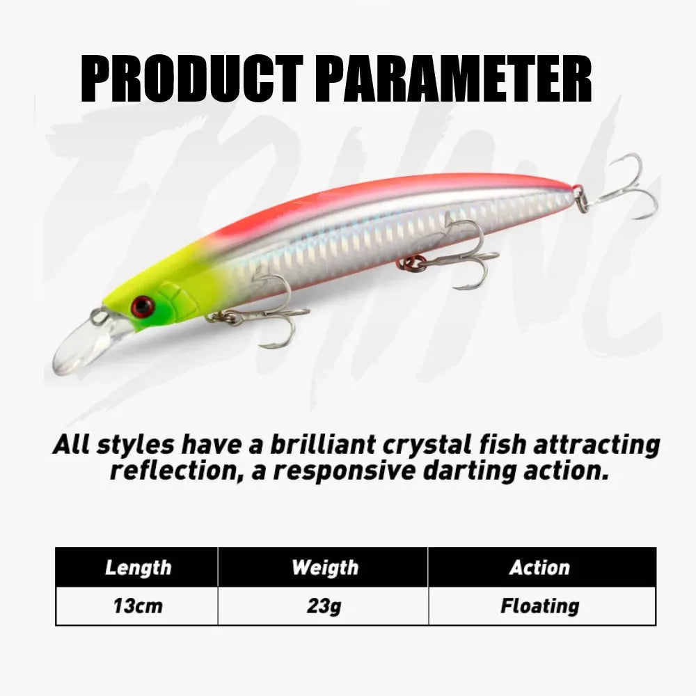 TSUYOKI Jerkbait 130mm 23g Floating Wobbler Long Casting Minnow For Seabass Perch Carp Pike Ima Gyodo 130 MD Floating Lure