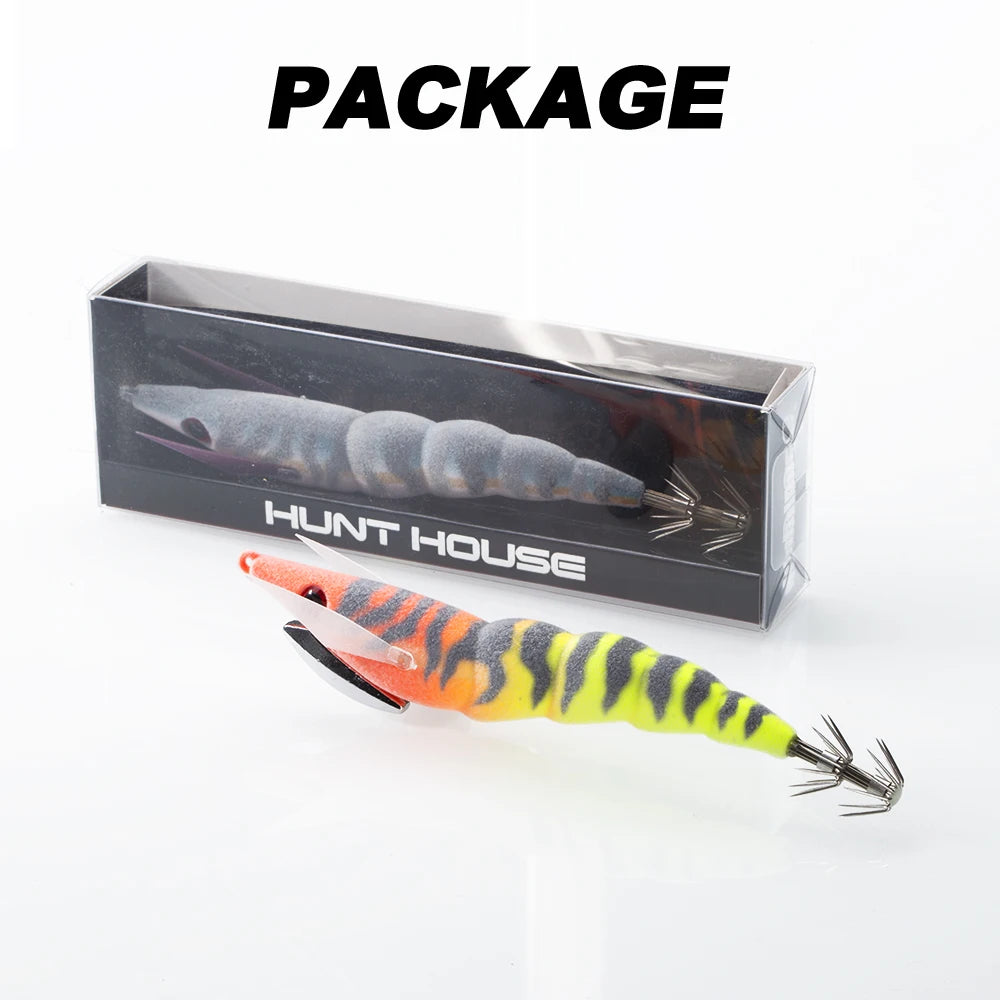 Hunthouse Squid Jigging Fishing Lure 110mm 22g Egi Pencil Sinking Hard Bait Luminous Saltwater Octopus Cuttlefish Fish Tackle