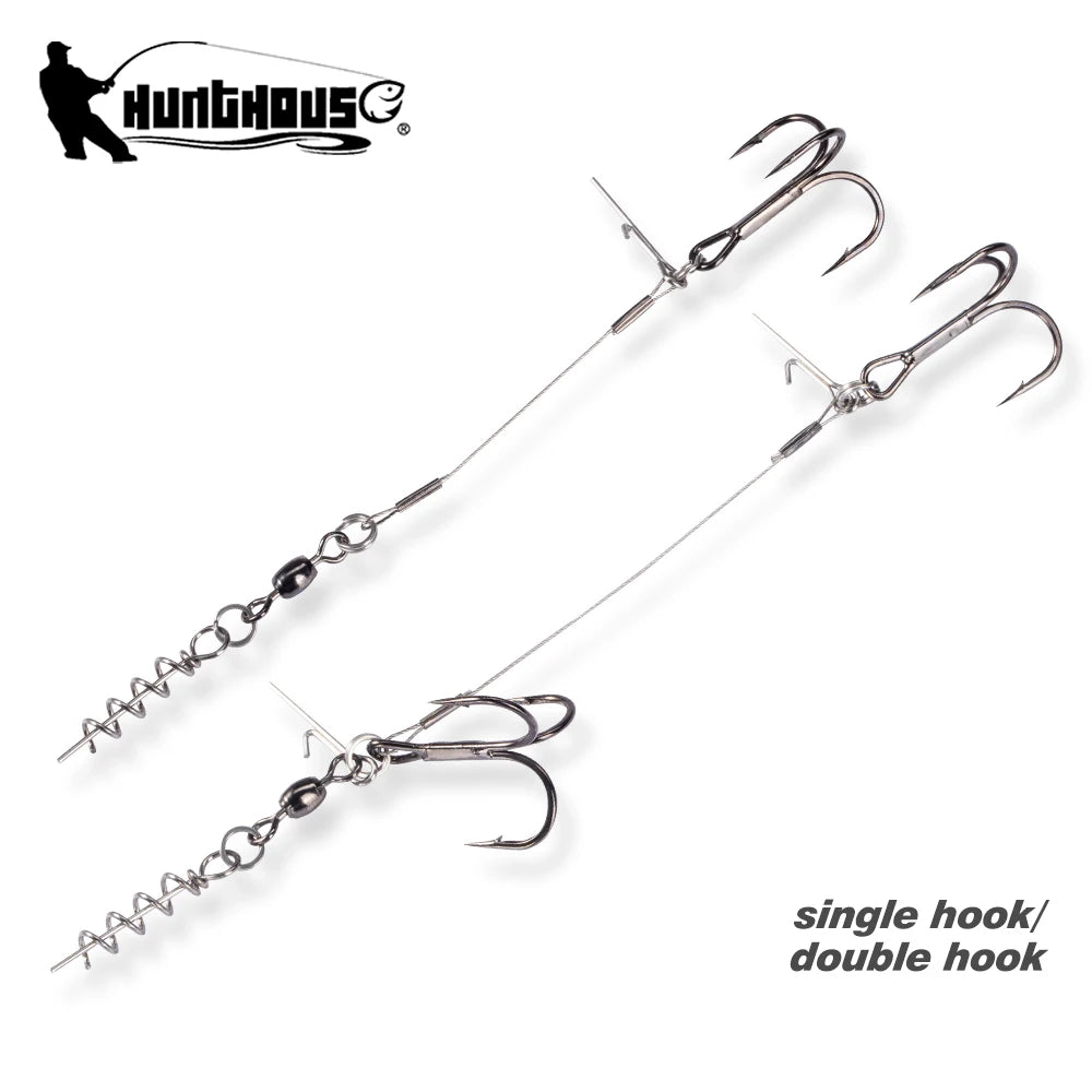 Hunthouse Soft Pike Shad Double Hook Ice Fishing Tools Rig Single Double Hook Rigging Big Fishing Tackle Pike Musky Fish Tackle