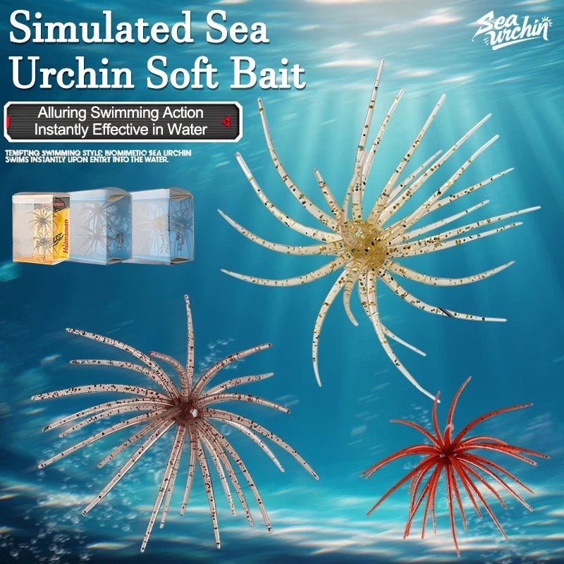 1/2pcs Sea Urchin Fishing Lure Silicone Urchin Soft Bait for Bream Sea Bass Mandarin Tilapia Topmouth Culter Lures Swimbaits