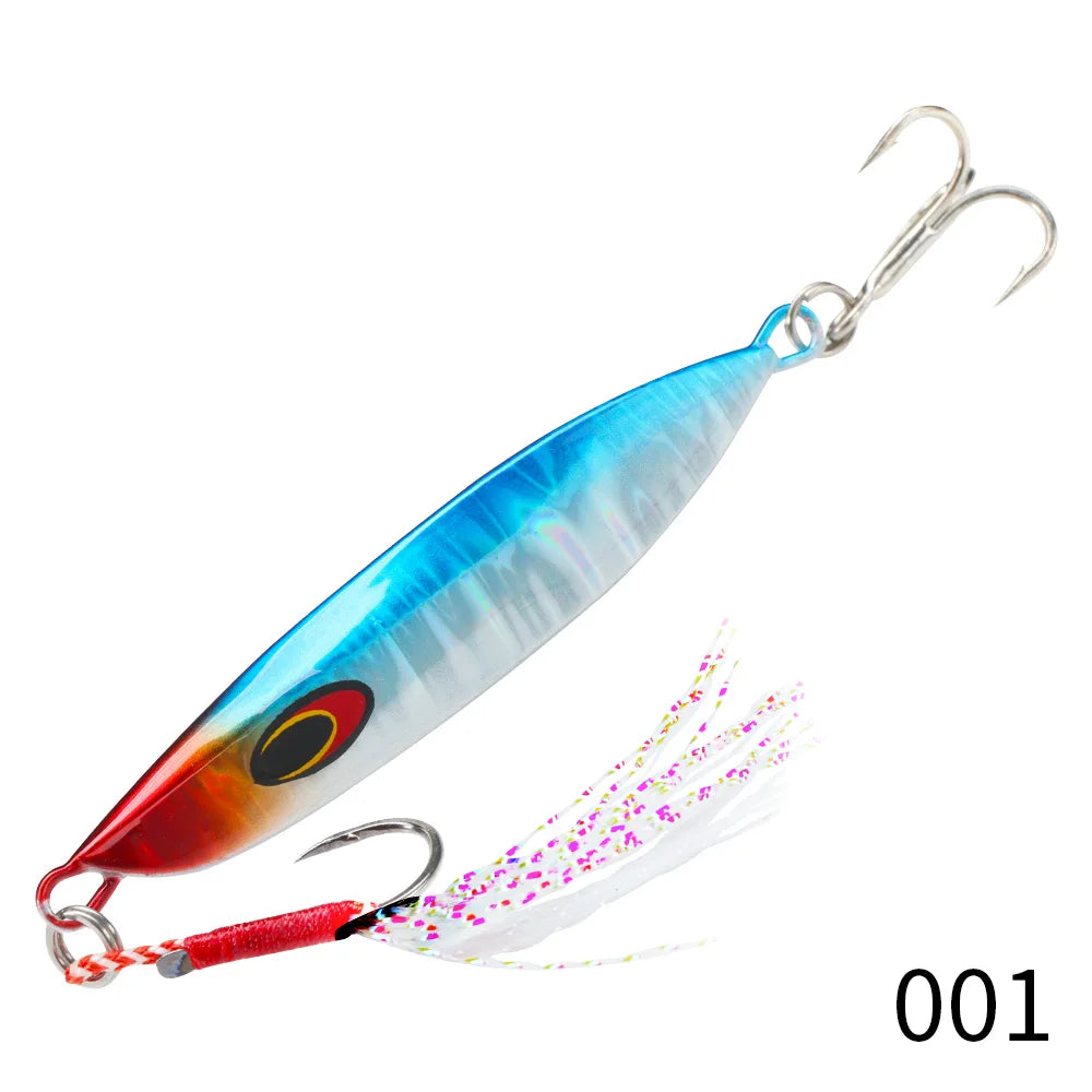Hunthouse Metal Jig Fishing Lure Spoon Slow Sinking Hard Bait 65mm 20g jigging Casting For Saltwater Pike Bass Trout Fish Tackle