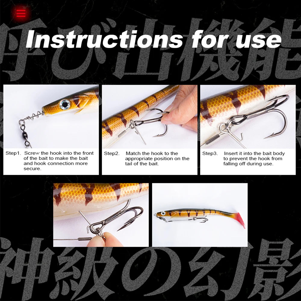 Hunthouse Soft Lure Rig Single Double Hook Rigging 9cm And 12cm For Big Shad Fishing Tackle Fishing Tool Pescar Origin Hook