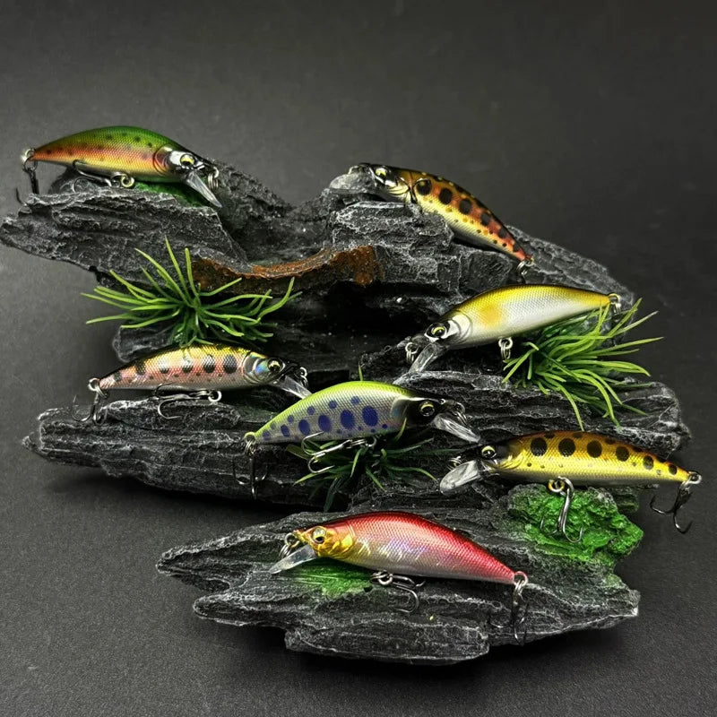 TSUYOKI 50mm 5g Artificial Wobblers Stream Bait Sinking Minnow Fishing Lure for Black Bass Brown Trout Bassday Mononofu 50S Bait