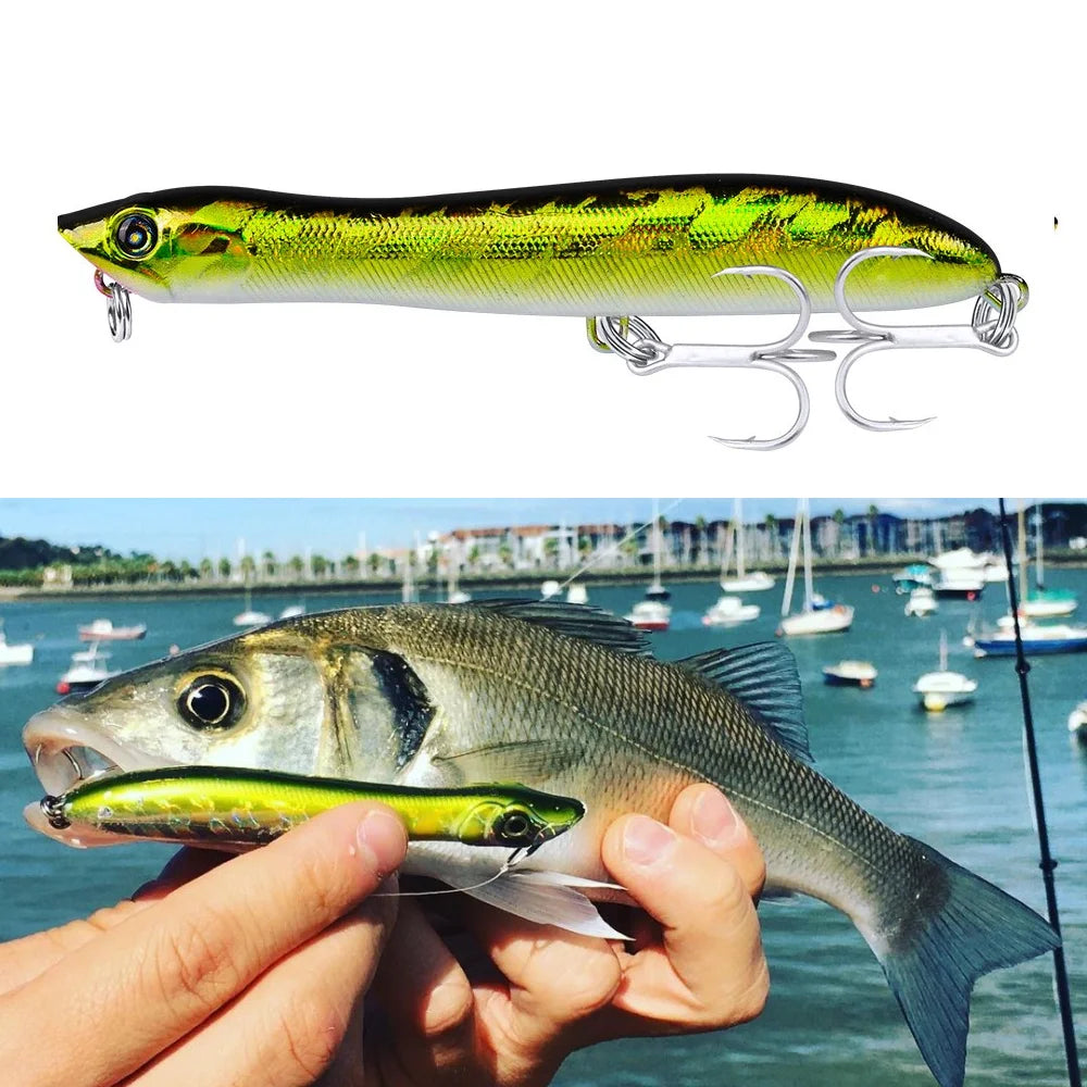 TSUYOKI WTD Fishing Lure 85mm 6g Popper Lure Topwater Patchinco 85 Snakehead Wobbler Fishing Seabass,Skipjack Tuna Mackerel