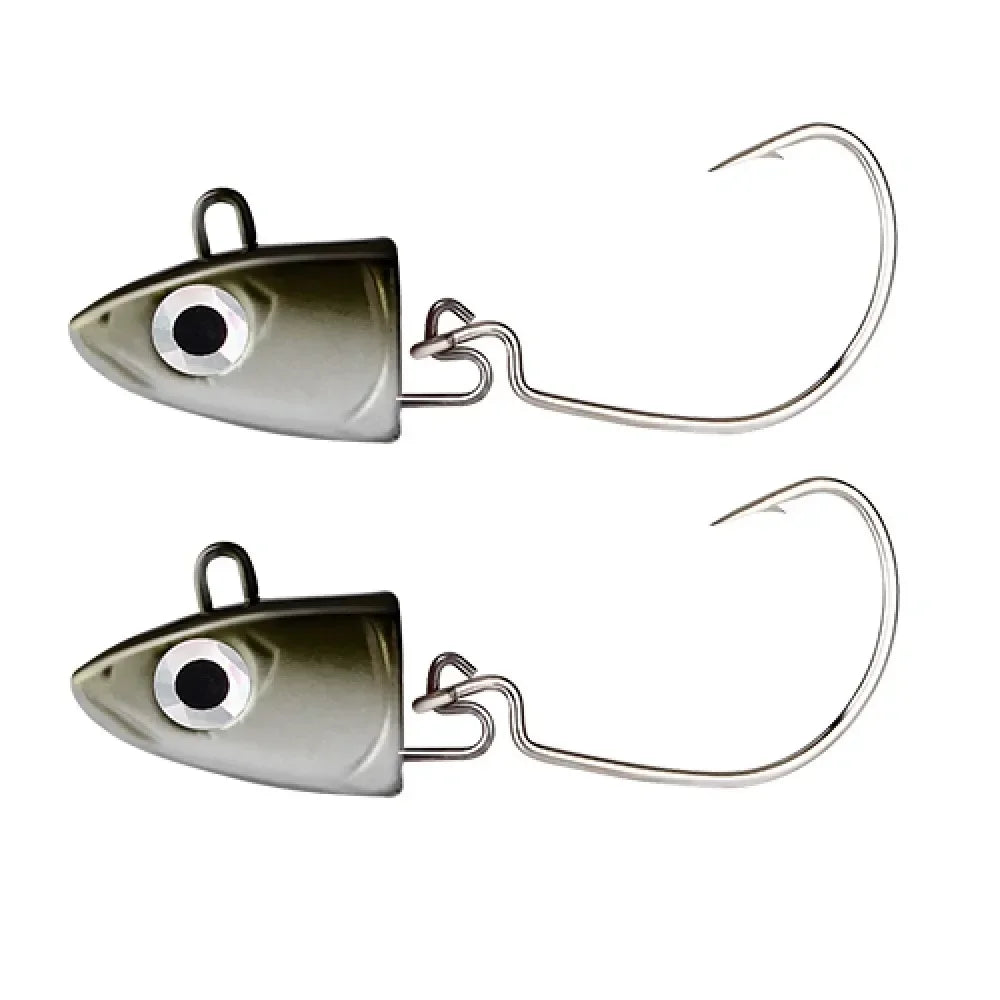 TSUYOKI 2PCS/Bag Jig Head Fishing Lure 5g 10g 15g 25g 40g Jigging Lure for Seabass Grouper Artificial Jigging Head Spinning Bait