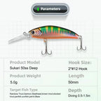TSUYOKI Trout Minnow 50mm 5g Sinking Fishing Lure Diving 0.8-1.5m Ima Sukari 50SS Deep Wobbler Pesca Rainbow Trout Salmon Baits