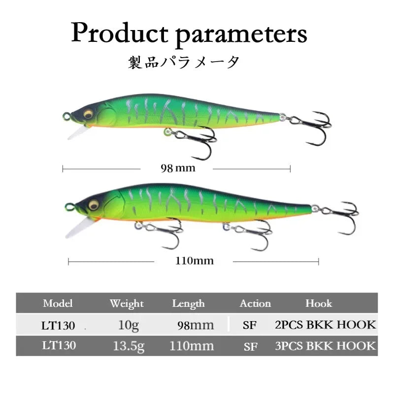 TSUYOKI Wink 98SF Jerkbait Wobbler 98/110mm Slow Floating Minnow Lure Artificial Bait Pike Wobblers Vision 98 Pike Lure