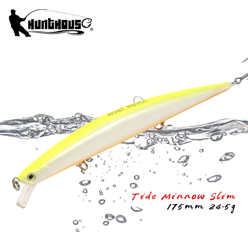 Hunthouse Fishing Lure Tide Minnow Slim 175 Hard Lures 175mm 24.5g Floating Wobblers Sea Fishing For Seabass Tackle