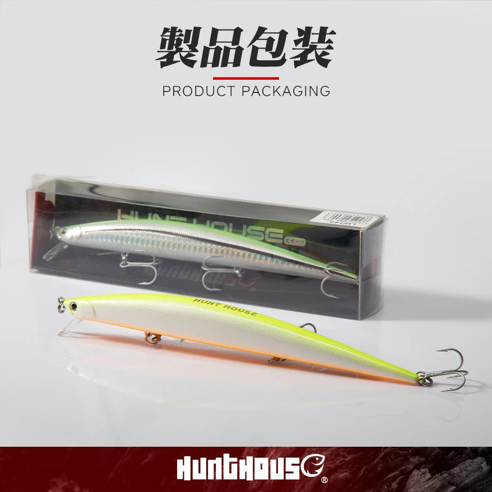 Hunthouse Fishing Lure Tide Minnow Slim 175 Hard Lures 175mm 24.5g Floating Wobblers Sea Fishing For Seabass Tackle