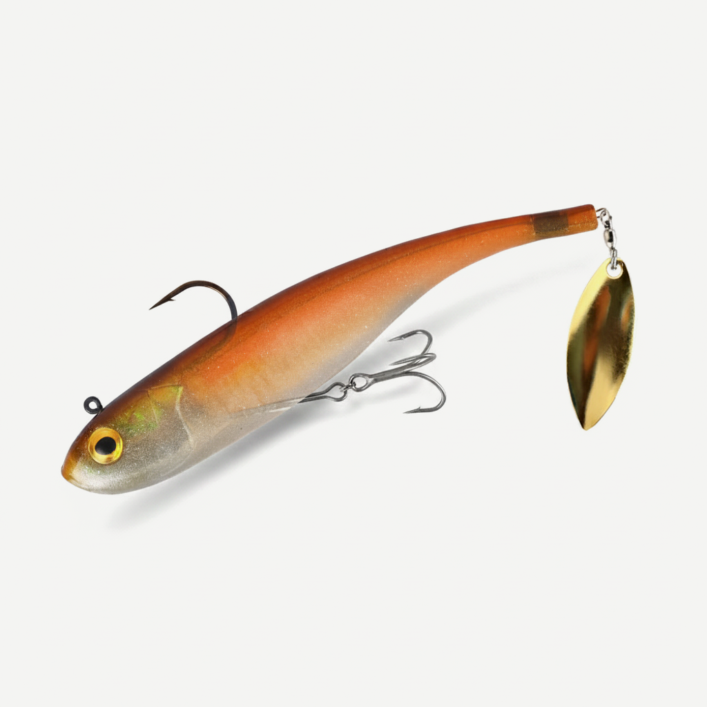 Kingdom Sinking Swimbait with Spinner Blade Tail, 5.9in