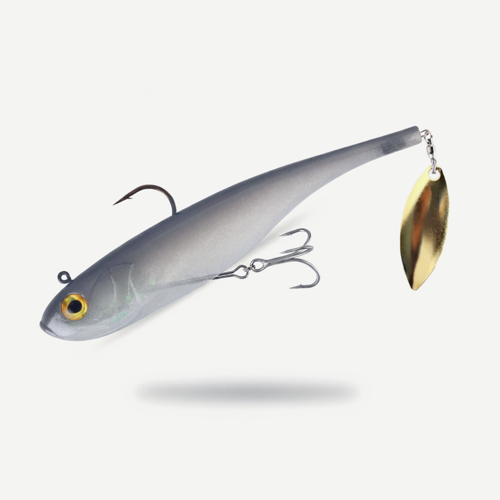 Kingdom Sinking Swimbait with Spinner Blade Tail, 5.9in