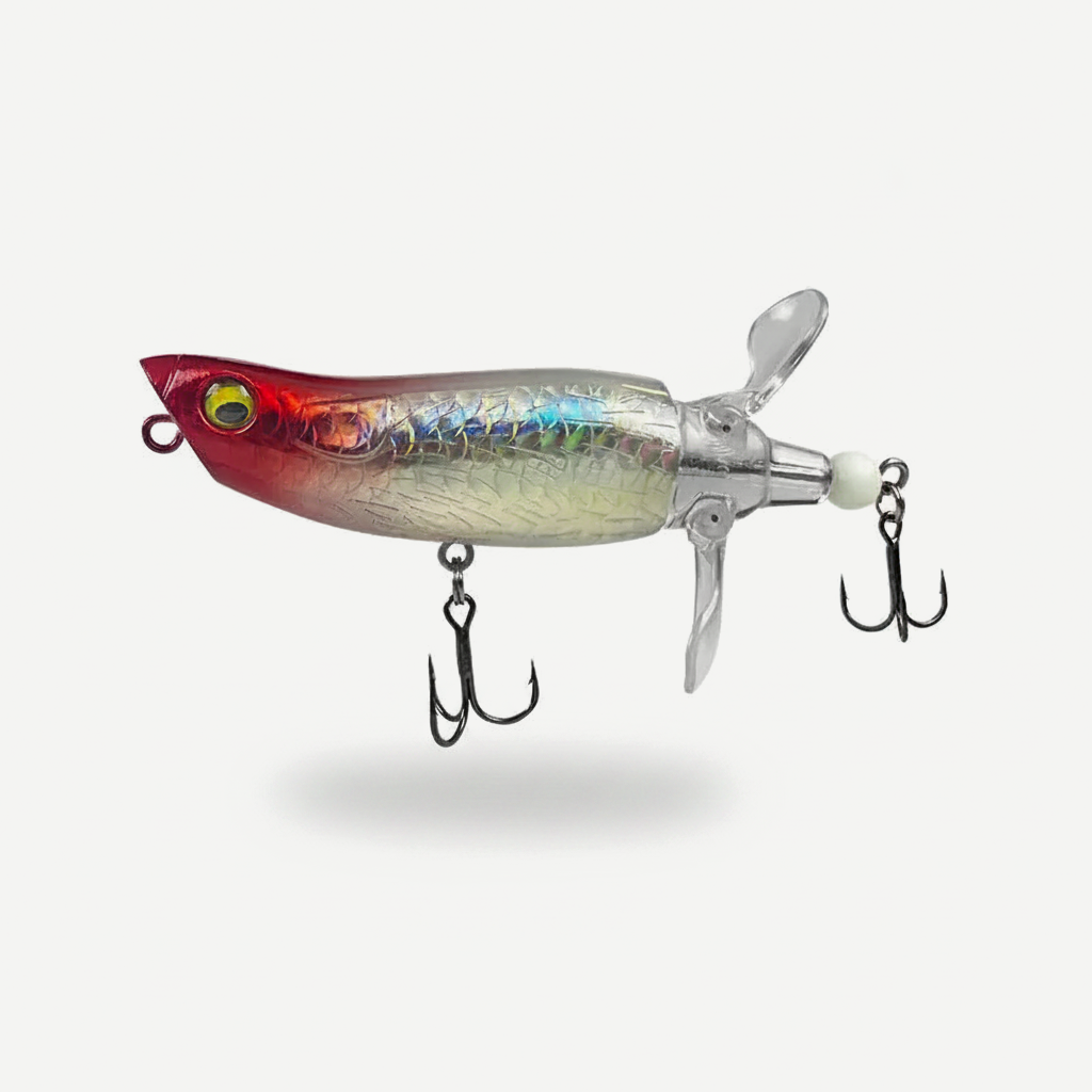 Whopper Plopper Style Topwater Popper with Rotating Tail 85mm