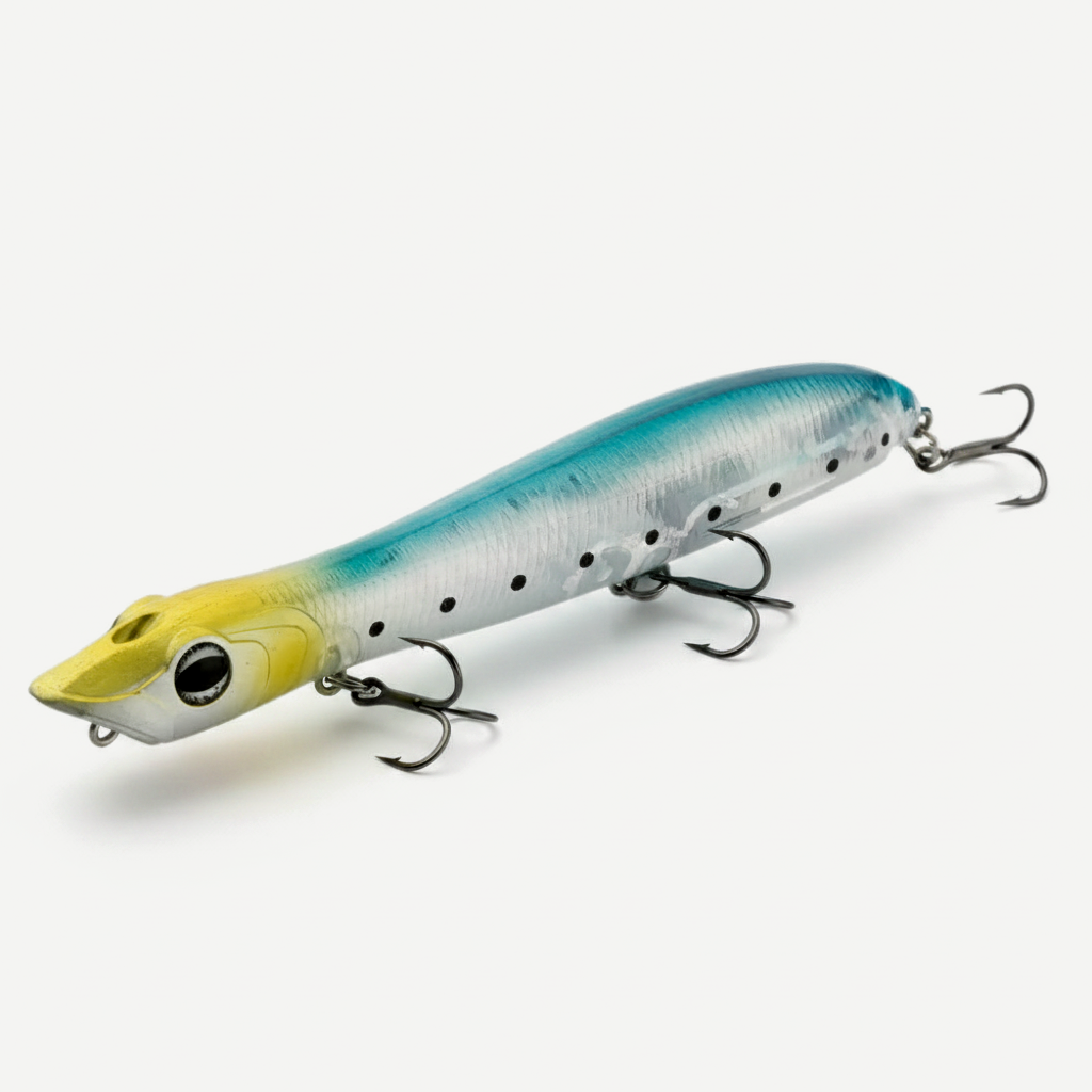 TSUYOKI Artificial Hard Bait Walker Popper for Bass Trout Fishing, Surface Popper Fish Lure, 125mm, 17.5g, WTD Patchinco