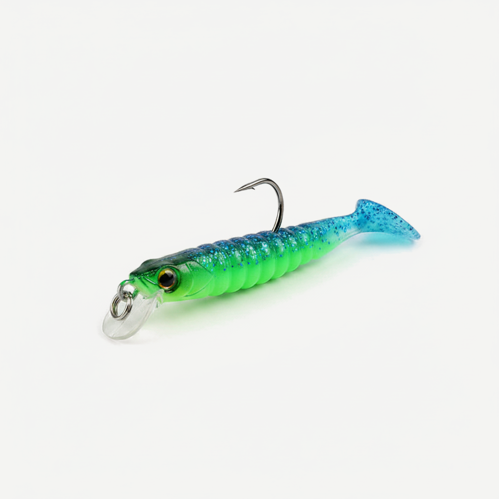 BEARKING Ribbed Paddle Tail Swimbait Grubs, 42mm & 60mm