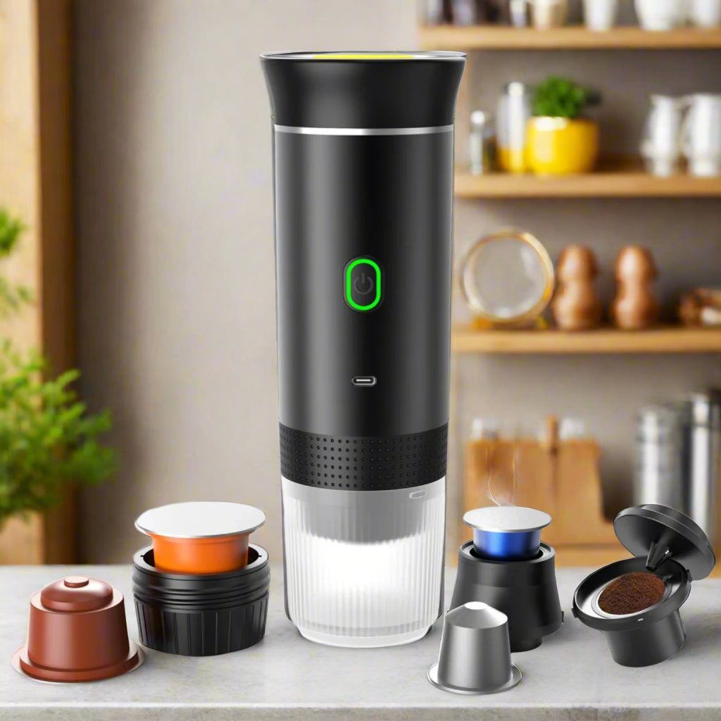 Product photo of Portable Espresso Machine, the best Espresso Machines gift idea for sale on Glenmore, a store where you can find the perfect Electronics for your home, hobbies, video games, or gifting—all in one place, curated for you.